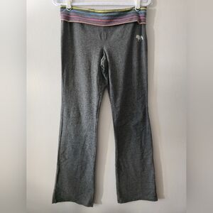 AERO Womens Yoga Pants Size L Gray Flare Leggings Rainbow Waist Athletic